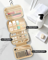 HOTOR Toiletry Bag elastic bottle holders keep contents upright and secure.