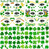Hotoyannia glitter St Patrick's Day face tattoos close-up for bold festival look