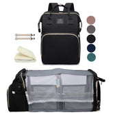 Houscly black diaper bag backpack with changing station enabling quick diaper changes