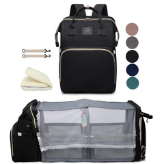 Houscly black diaper bag backpack with changing station enabling quick diaper changes