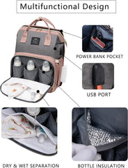 Houscly USB-port diaper bag for on-the-go device charging