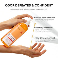 House of Nutrition Persimmon Body Wash foaming lather for deep cleansing and skin comfort.