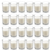 Housecret 24-pack warm white unscented glass votives for long, clean burns.