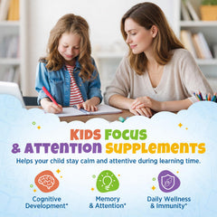 Hovika Kids Focus serving drops for fast absorption during after-school reading.
