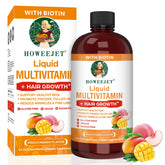 HOWEEJET liquid multivitamin bottle supporting hair and skin health with daily use.