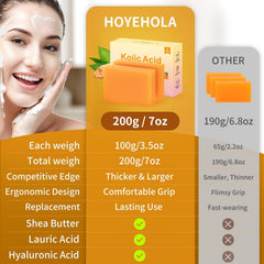 HOYEHOLA Kojic Turmeric Soap Bar packaging highlights value for multi-pack care.