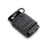 HP 65W USB-C charger front view with compact design and portability.