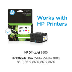 HP 951 cyan ink cartridge for vibrant color prints.