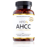 HPD Rx AHCC Shiitake bottle highlighting immune support and NK cell activity.