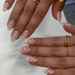 HPYFOI polka dot almond nails set ready for quick, salon-style manicure at home