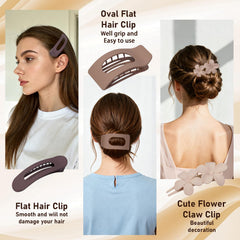 HQ-SITE flat-claw clip matte light brown blends with medium hair tones