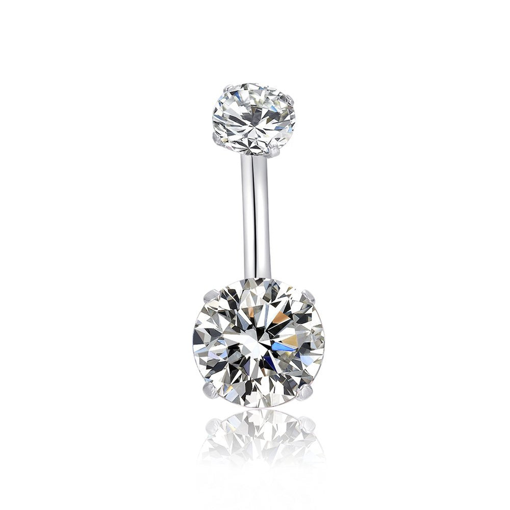 HQLA belly button ring clear CZ top 5mm sparkle, ideal daily wear.