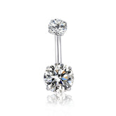 HQLA belly button ring clear CZ top 5mm sparkle, ideal daily wear.
