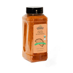 HQO Organic Taco Seasoning bottle close-up showcasing a smoky, flavorful profile for authentic tacos