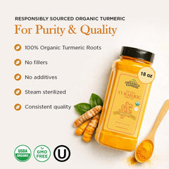 HQOExpress turmeric powder in a bowl for warm, aromatic base