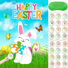 HRENCY Pin the Tail on the Bunny poster for interactive Easter games.