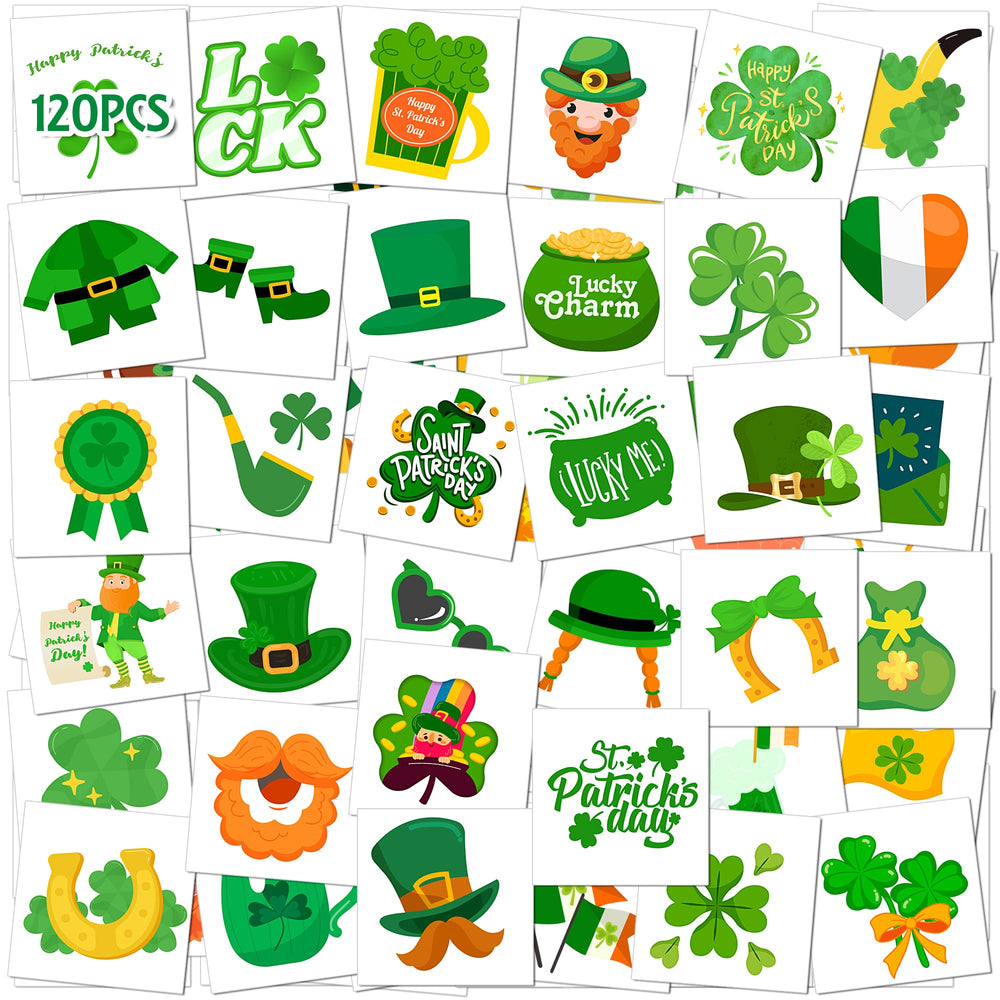 HSHFAMIIY St Patrick's shamrock tattoo on arm for family-friendly party fun.
