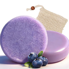 Htcpuo Blueberry Fields shampoo bar close-up for smoother hair