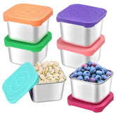 HTEVW 6pack stainless steel snack containers for kids' lunches, preserving freshness on the go.