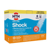 HTH 52030B shock bottle pours for quick pool treatment and clarity.