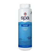 HTH Spa Clear Chlorinating Sanitizer bottle for fast spa disinfection.