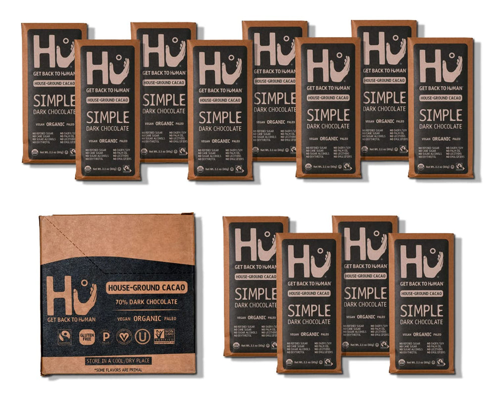 Hu Chocolate Bars 12-pack front view displays convenient packaging for busy days