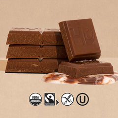 Hu Simple Milk Chocolate Bar ingredients list featuring cacao and coconut sugar