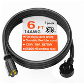 HUANCHAIN flat plug 6 ft extension cord saving space behind furniture