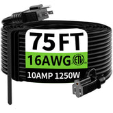 HUANCHAIN 75ft outdoor extension cord plug-end for safe outdoor power access.