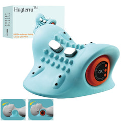 Hugterra neck massager at a 26-degree incline for ergonomic relief after long workdays