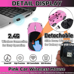 HuGuWdy pink wireless car mouse with LED lights for style.