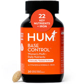 Hum Base Control bottle shows 22 vitamins for daily wellness