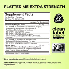 Hum Flatter Me capsules stacked highlight 60 capsules per bottle for ongoing support.