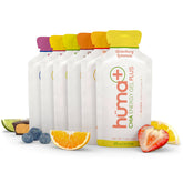 Brand Huma Plus double electrolytes gel pack for endurance fuel.