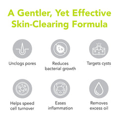 Humane benzoyl peroxide face wash application on face demonstrates even layer cleansing
