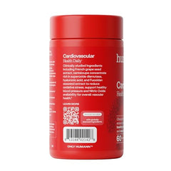 Humann Cardiovascular Health label close-up showing grape seed extract and hyaluronic acid