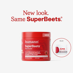 Humann SuperBeets beet powder scoop demonstrates caffeine-free pre-workout energy