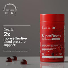 Humann SuperBeets ingredients panel featuring beetroot and grape seed