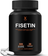 HUMANX Fisetin 500mg bottle on desk for daily cellular support.