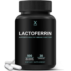 HUMANX Lactoferrin 500mg bottle label highlighting immune support potential