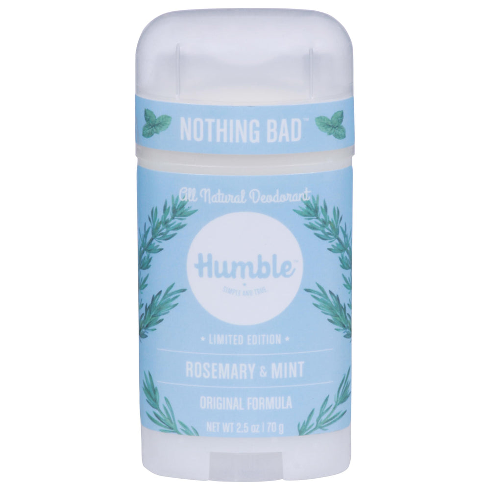 Humble Brands Original Formula Deodorant, rosemary mint, for long-lasting odor control.