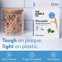 The Humble Co dual-ended floss picks for easy reach between teeth.