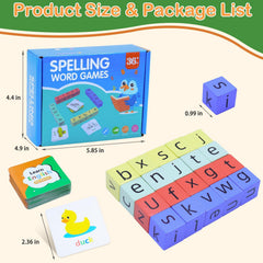 Humerry Word Spelling Game learning box keeps pieces organized during play.