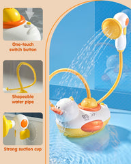 Humzo Duckie bath shower head one-button use for small hands