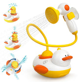 Humzo Duckie bath shower head on tub inviting imaginative bath time play
