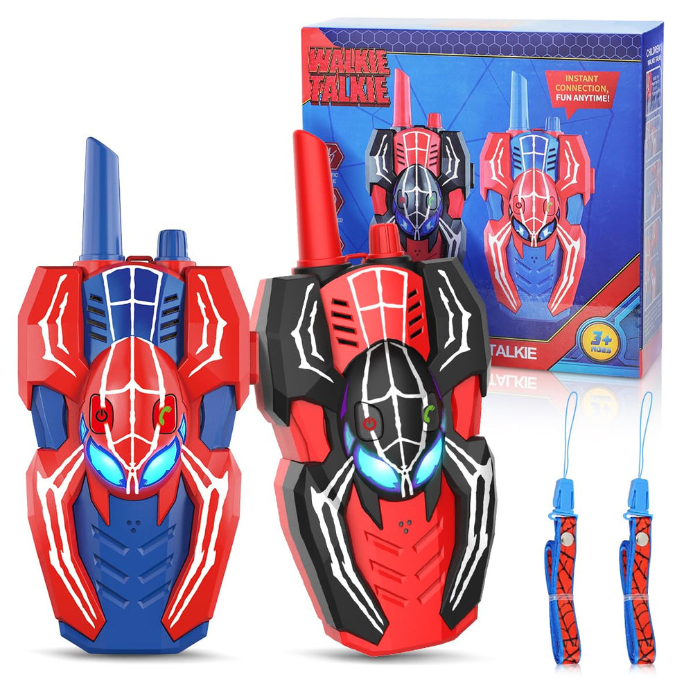 Humzo Spider Hero walkie talkie front view with kid-friendly grip for easy play.
