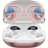 Hupoaf wireless earbuds sport rose with secure earhooks for stable workouts