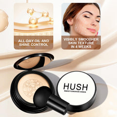 Hush Makeup Foundation Natural Glow bottle front showcases portable packaging.