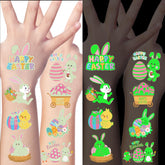Huskein Easter tattoos glow-in-the-dark designs brighten nighttime egg hunts.