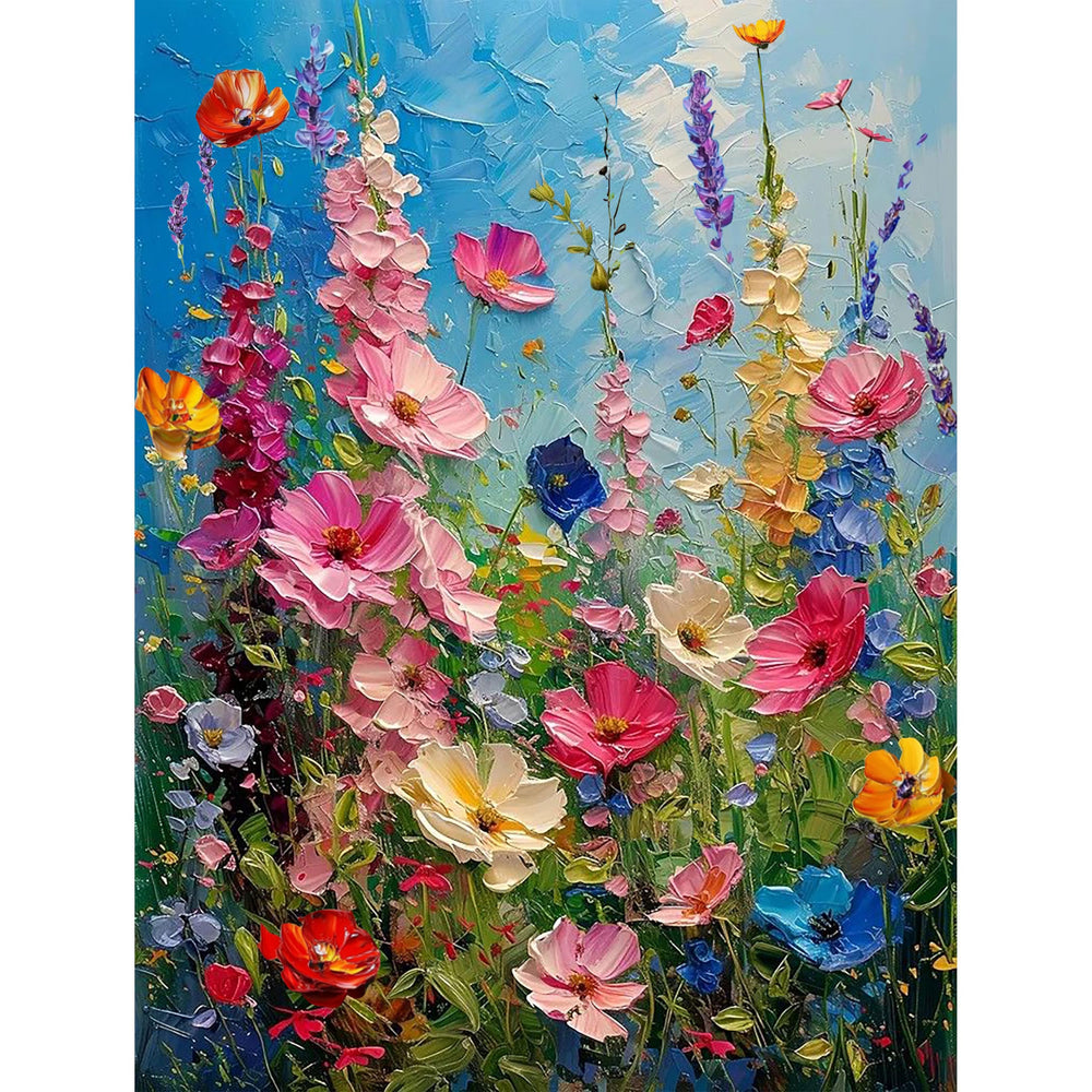 Hutarosl Wild Flowers paint by numbers kit for adults with complete starter tools and 16x20 canvas.